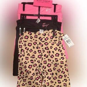 Betsey Johnson Girls active soft bike shorts/Pink, Black/Tan Leopard NWT 12